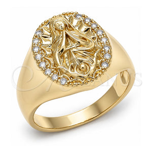 Anillo de Hombre 01.283.0003.12 Oro Laminado, Diseño de Altagracia, con Zirconia Cubica Blanca, Pulido, Tono Dorado (Tamaño 12)