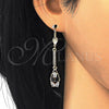 Arete Largo 02.210.0206.1 Oro Laminado, Diseño de Gota, con Negro and Blanca Zirconia Cubica, Pulido, Tono Dorado