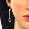 Juego de Arete y Dije de Adulto 10.210.0085 Oro Laminado, Diseño de Gota, con Verde and Blanca Zirconia Cubica, Pulido, Tono Dorado