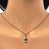Juego de Arete y Dije de Adulto 10.210.0085.1 Oro Laminado, Diseño de Gota, con Negro and Blanca Zirconia Cubica, Pulido, Tono Dorado