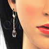 Juego de Arete y Dije de Adulto 10.210.0085.1 Oro Laminado, Diseño de Gota, con Negro and Blanca Zirconia Cubica, Pulido, Tono Dorado