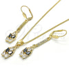Juego de Arete y Dije de Adulto 10.210.0085.1 Oro Laminado, Diseño de Gota, con Negro and Blanca Zirconia Cubica, Pulido, Tono Dorado