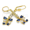 Arete Largo 02.210.0208.2 Oro Laminado, Diseño de Gota, con Zafiro Azul and Blanca Zirconia Cubica, Pulido, Tono Dorado