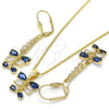 Juego de Arete y Dije de Adulto 10.210.0087.2 Oro Laminado, Diseño de Gota, con Zafiro Azul and Blanca Zirconia Cubica, Pulido, Tono Dorado