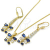 Juego de Arete y Dije de Adulto 10.210.0087.2 Oro Laminado, Diseño de Gota, con Zafiro Azul and Blanca Zirconia Cubica, Pulido, Tono Dorado