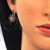 Arete Gancho Frances 02.210.0215.3 Oro Laminado, con Negro and Blanca Zirconia Cubica, Pulido, Tono Dorado