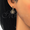 Arete Gancho Frances 02.210.0215.3 Oro Laminado, con Negro and Blanca Zirconia Cubica, Pulido, Tono Dorado