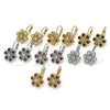 Arete Gancho Frances 02.210.0215.3 Oro Laminado, con Negro and Blanca Zirconia Cubica, Pulido, Tono Dorado