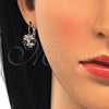 Arete Gancho Frances 02.210.0218.3 Oro Laminado, Diseño de Flor y Estrella, con Negro and Blanca Zirconia Cubica, Pulido, Tono Dorado