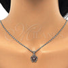 Juego de Arete y Dije de Adulto 10.210.0100.5 Rodio Laminado, Diseño de Mariposa y Flor, con Zirconia Cubica Granate y Blanca, Pulido, Rodinado