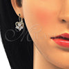 Arete Gancho Frances 02.210.0222 Oro Laminado, Diseño de Corazón, con Blanca Zirconia Cubica, Pulido, Tono Dorado