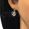 Arete Gancho Frances 02.210.0222 Oro Laminado, Diseño de Corazón, con Blanca Zirconia Cubica, Pulido, Tono Dorado
