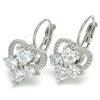 Arete Gancho Frances 02.210.0222.4 Rodio Laminado, Diseño de Corazón, con Zirconia Cubica Blanca, Pulido, Rodinado