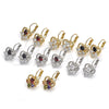 Arete Gancho Frances 02.210.0222.4 Rodio Laminado, Diseño de Corazón, con Zirconia Cubica Blanca, Pulido, Rodinado