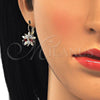 Arete Gancho Frances 02.210.0228.2 Oro Laminado, Diseño de Flor, con Granate and Blanca Zirconia Cubica, Pulido, Tono Dorado