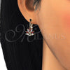 Arete Gancho Frances 02.210.0229.2 Oro Laminado, Diseño de Pavo Real, con Granate and Blanca Zirconia Cubica, Pulido, Tono Dorado