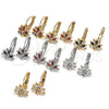 Arete Gancho Frances 02.210.0229.2 Oro Laminado, Diseño de Pavo Real, con Granate and Blanca Zirconia Cubica, Pulido, Tono Dorado