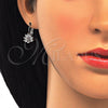 Juego de Arete y Dije de Adulto 10.210.0108.4 Rodio Laminado, Diseño de Pavo Real, con Zirconia Cubica Blanca y Granate, Pulido, Rodinado