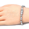 Pulsera Tennis 03.168.0026.1.07 Rodio Laminado, con Zirconia Cubica Blanca, Pulido, Rodinado (Grosor 06 MM, 7 Pulgadas de Largo)