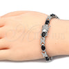 Pulsera Tennis 03.168.0026.6.07 Rodio Laminado, con Zirconia Cubica Negro, Pulido, Rodinado (Grosor 06 MM, 7 Pulgadas de Largo)