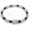 Pulsera Tennis 03.168.0026.6.07 Rodio Laminado, con Zirconia Cubica Negro, Pulido, Rodinado (Grosor 06 MM, 7 Pulgadas de Largo)