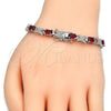 Pulsera Tennis 03.168.0026.8.07 Rodio Laminado, con Granate Zirconia Cubica, Pulido, Rodinado (06 MM Thickness, 7 Inches Length)