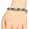 Pulsera Tennis 03.168.0026.9.07 Rodio Laminado, con Zirconia Cubica Verde, Pulido, Rodinado (Grosor 06 MM, 7 Pulgadas de Largo)