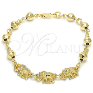 Pulsera Elegante 03.63.1955.07 Oro Laminado, Diseño de Elefante, Pulido, Tono Dorado (06 MM Thickness, 7 Inches Length)