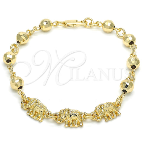 Pulsera Elegante 03.63.1955.07 Oro Laminado, Diseño de Elefante, Pulido, Tono Dorado (06 MM Thickness, 7 Inches Length)