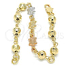 Pulsera Elegante 03.63.1956.1.07 Oro Laminado, Diseño de Tortuga, Pulido, Tres Tonos (06 MM Thickness, 7 Inches Length)