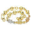 Pulsera Elegante 03.63.1956.1.07 Oro Laminado, Diseño de Tortuga, Pulido, Tres Tonos (06 MM Thickness, 7 Inches Length)