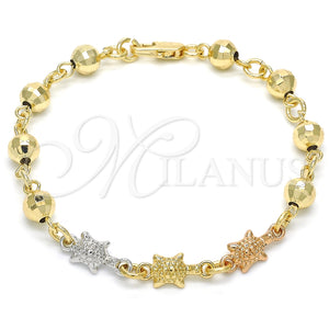 Pulsera Elegante 03.63.1956.1.07 Oro Laminado, Diseño de Tortuga, Pulido, Tres Tonos (06 MM Thickness, 7 Inches Length)