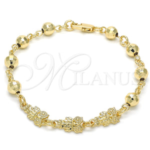 Pulsera Elegante 03.63.1957.07 Oro Laminado, Diseño de Búho, Pulido, Tono Dorado (06 MM Thickness, 7 Inches Length)
