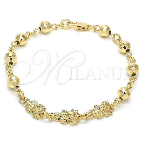 Pulsera Elegante 03.63.1957.07 Oro Laminado, Diseño de Búho, Pulido, Tono Dorado (06 MM Thickness, 7 Inches Length)