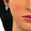 Arete Dormilona 02.210.0233 Oro Laminado, con Blanca Zirconia Cubica, Pulido, Dos Tonos