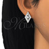 Arete Dormilona 02.210.0233 Oro Laminado, con Blanca Zirconia Cubica, Pulido, Dos Tonos