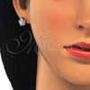 Arete Dormilona 02.210.0234 Oro Laminado, con Blanca Zirconia Cubica, Pulido, Dos Tonos