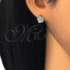 Arete Dormilona 02.210.0234 Oro Laminado, con Blanca Zirconia Cubica, Pulido, Dos Tonos