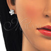 Arete Dormilona 02.210.0239 Oro Laminado, Diseño de Flor, con Blanca Zirconia Cubica, Pulido, Dos Tonos