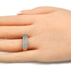 Anillo Multi Piedra 01.210.0067.07 Oro Laminado, con Blanca Zirconia Cubica, Pulido, Dos Tonos (Size 7)