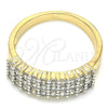 Anillo Multi Piedra 01.210.0067.07 Oro Laminado, con Blanca Zirconia Cubica, Pulido, Dos Tonos (Size 7)