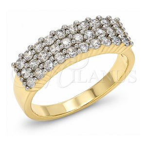 Anillo Multi Piedra 01.210.0067.07 Oro Laminado, con Zirconia Cubica Blanca, Pulido, Dos Tonos (Tamaño 7)