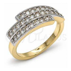 Anillo Multi Piedra 01.210.0068.07 Oro Laminado, con Zirconia Cubica Blanca, Pulido, Dos Tonos (Tamaño 7)