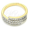 Anillo Multi Piedra 01.210.0068.08 Oro Laminado, con Blanca Zirconia Cubica, Pulido, Dos Tonos (Size 8)