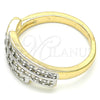 Anillo Multi Piedra 01.210.0068.08 Oro Laminado, con Blanca Zirconia Cubica, Pulido, Dos Tonos (Size 8)