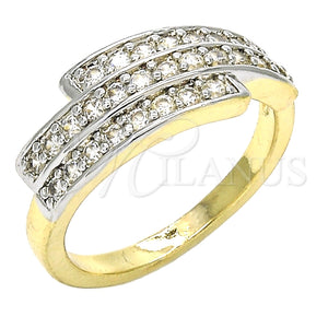 Anillo Multi Piedra 01.210.0068.09 Oro Laminado, con Blanca Zirconia Cubica, Pulido, Dos Tonos (Size 9)