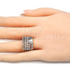 Anillo Multi Piedra 01.210.0072.09 Oro Laminado, Diseño de Llave Griega, con Blanca Zirconia Cubica, Pulido, Dos Tonos (Size 9)