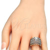 Anillo Multi Piedra 01.210.0072.09 Oro Laminado, Diseño de Llave Griega, con Blanca Zirconia Cubica, Pulido, Dos Tonos (Size 9)