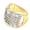 Anillo Multi Piedra 01.210.0072.09 Oro Laminado, Diseño de Llave Griega, con Blanca Zirconia Cubica, Pulido, Dos Tonos (Size 9)