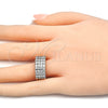 Anillo Multi Piedra 01.210.0064.2.07 Oro Laminado, con Blanca Zirconia Cubica, Pulido, Dos Tonos (Size 7)